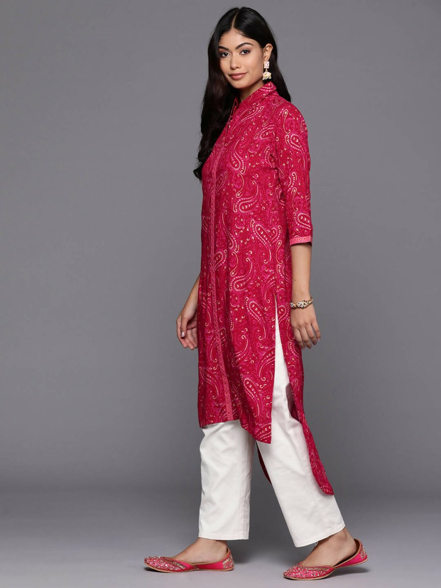 Ahalyaa Women's Traditional wear Kurta - Red | Swadesiicart