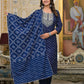 Partywear Designer Blue cotton Stitched Suit With Dupatta - Tanisha | Swadesiicart