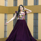 Jyoti Fashion Women's Wine Sequins Thread Embroidery Faux Blooming Anarkali Dress | Swadesiicart
