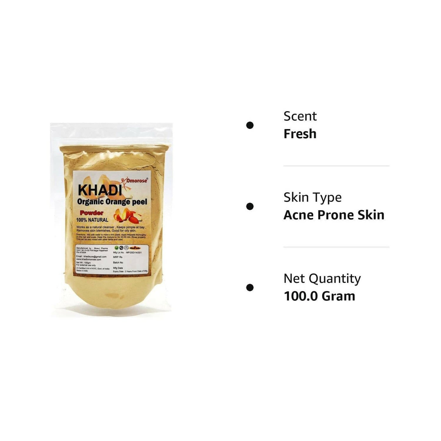 Khadi Omorose Orange Peel Powder - Limited Time Offer - Swadesiicart