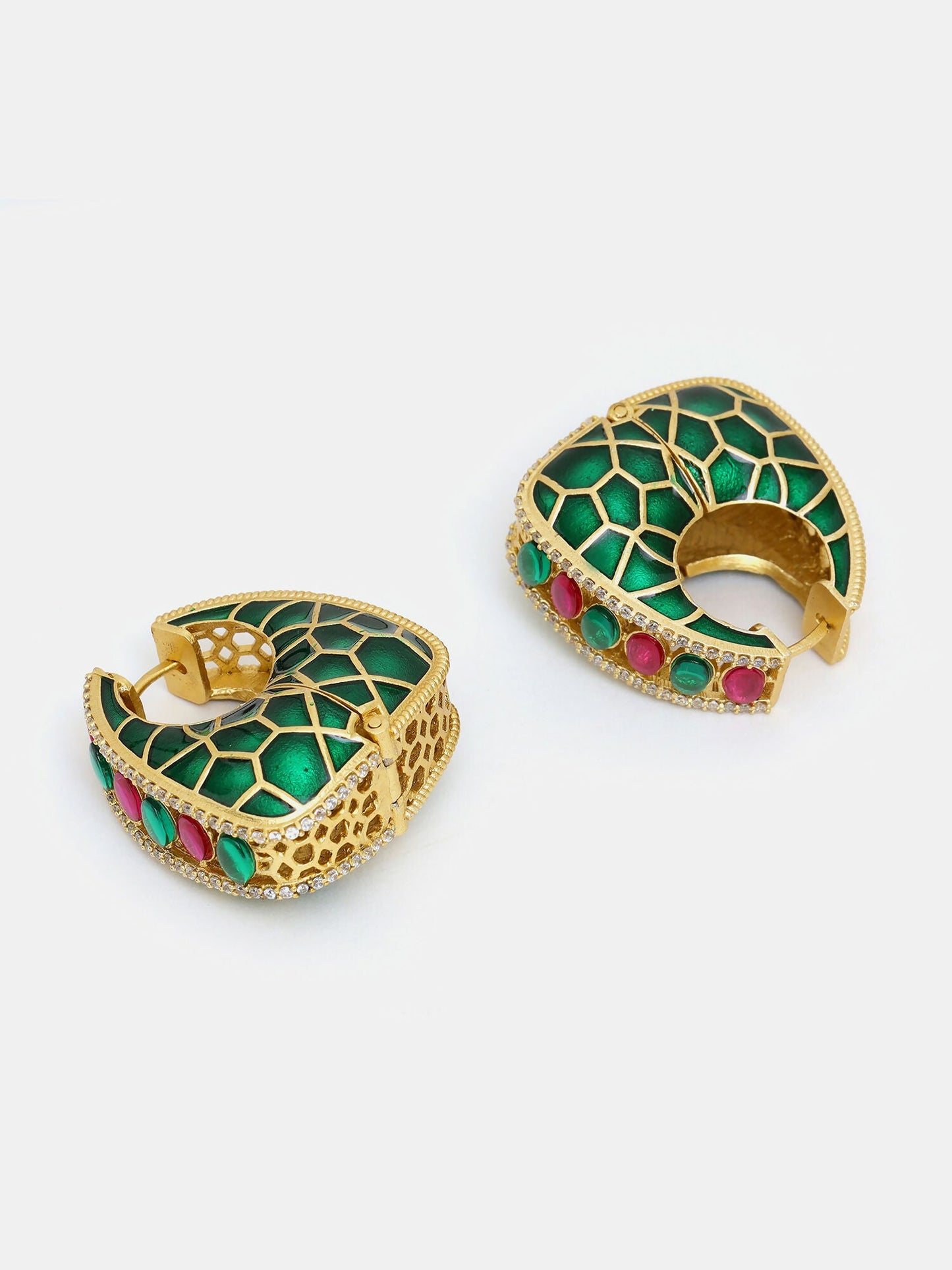 Ruby Raang Gold Polished Kundan Work Multi-Color Loops | Swadesiicart