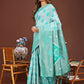 Shree Shyam Fashion Sajni Sea Green Linen Cotton Saree