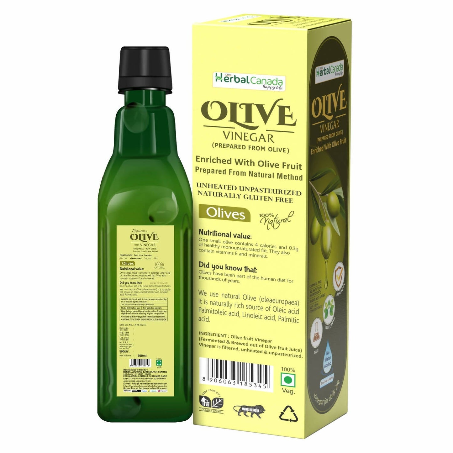Herbal Canada Olive Vinegar - Swadesiicart