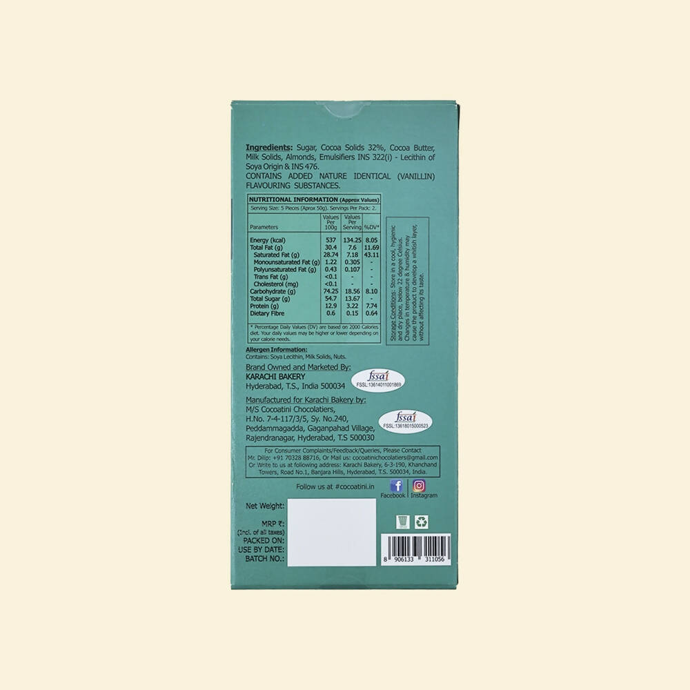 Cocoatini 32% Cocoa Milk Chocolate With Almonds - Swadesiicart