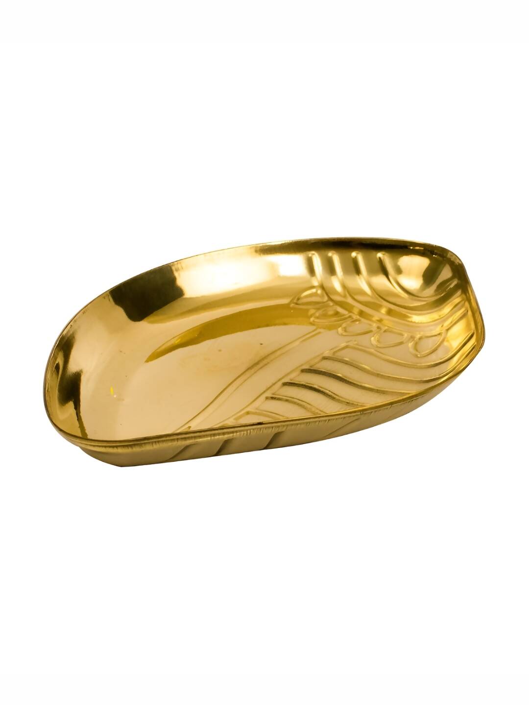 Spillbox Gold-Toned Brass Textured Sangu Thali Pooja Essential | Swadesiicart