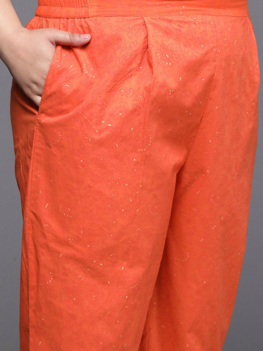 Ahalyaa Women's Traditional wear Kurta Set - Orange | Swadesiicart