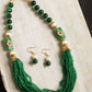 Mominos Fashion Johar Kamal Women's Green Beads Pearls Gold-Polished Jewellery Set | Swadesiicart