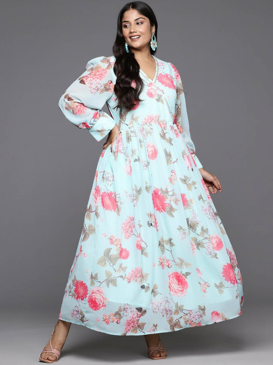 Ahalyaa Women's Traditional wear Ethnic Dress - Blue | Swadesiicart