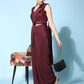 Maroon Imported Crush Lycra Texture Pattern Ready to Wear Saree with stitched Blouse - Nirvana | Swadesiicart