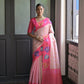 Vishnu Weaves Women's Pink banarasi Silk Saree with Blouse - Swadesiicart