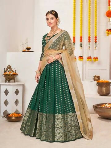 DEIANA'S Beautiful Jackquard Weaving Lehengha Choli - Green | Swadesiicart