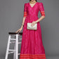 Ahalyaa Women's Pink Chanderi Gold Foil Print Dress | Swadesiicart