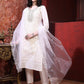 Applique Embroidered Kurta With Pant & Embroidered Dupatta, Cream - Hiral Fashion