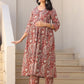 Janasya Dark Cotton Paisley A-Line Top & Bottom Set | Swadesiicart