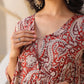 Janasya Dark Cotton Paisley A-Line Top & Bottom Set | Swadesiicart