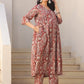 Janasya Dark Cotton Paisley A-Line Top & Bottom Set | Swadesiicart