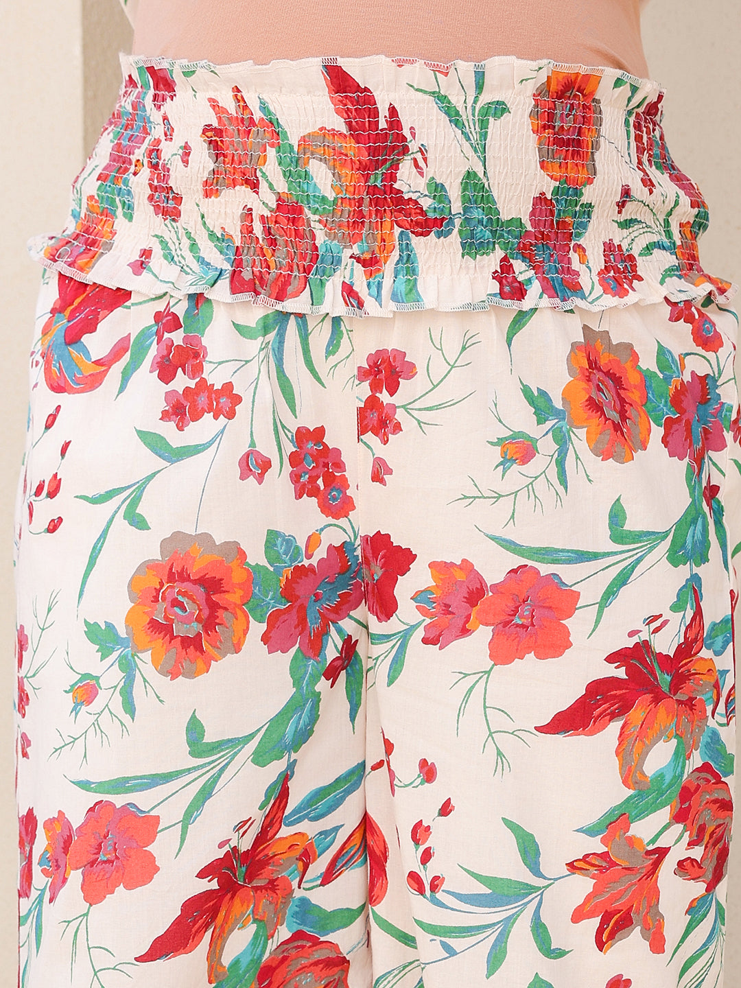 Janasya Light Cotton Floral A-Line Kurta Set | Swadesiicart