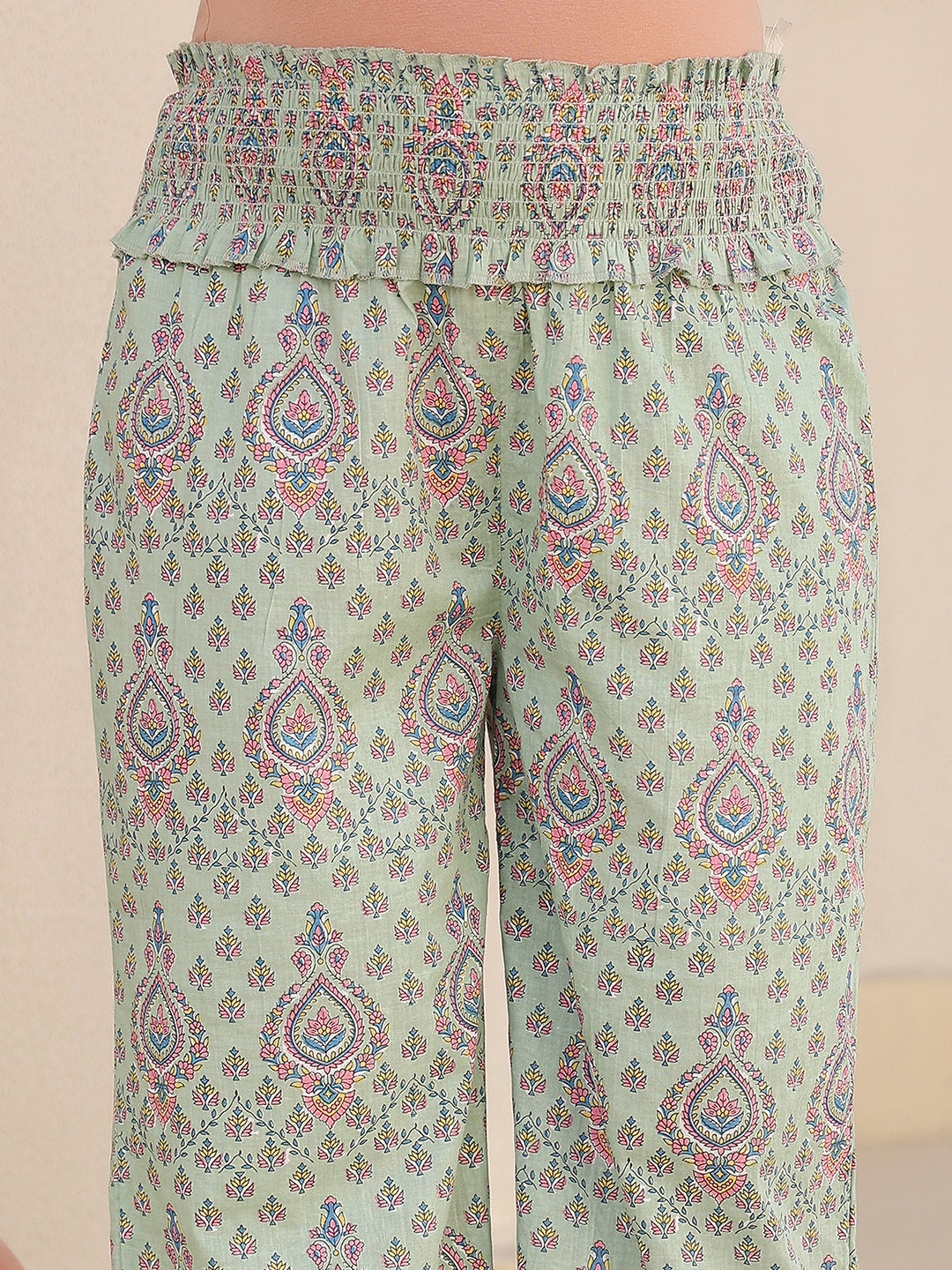 Janasya Light Cotton Floral A-Line Top & Bottom Set | Swadesiicart