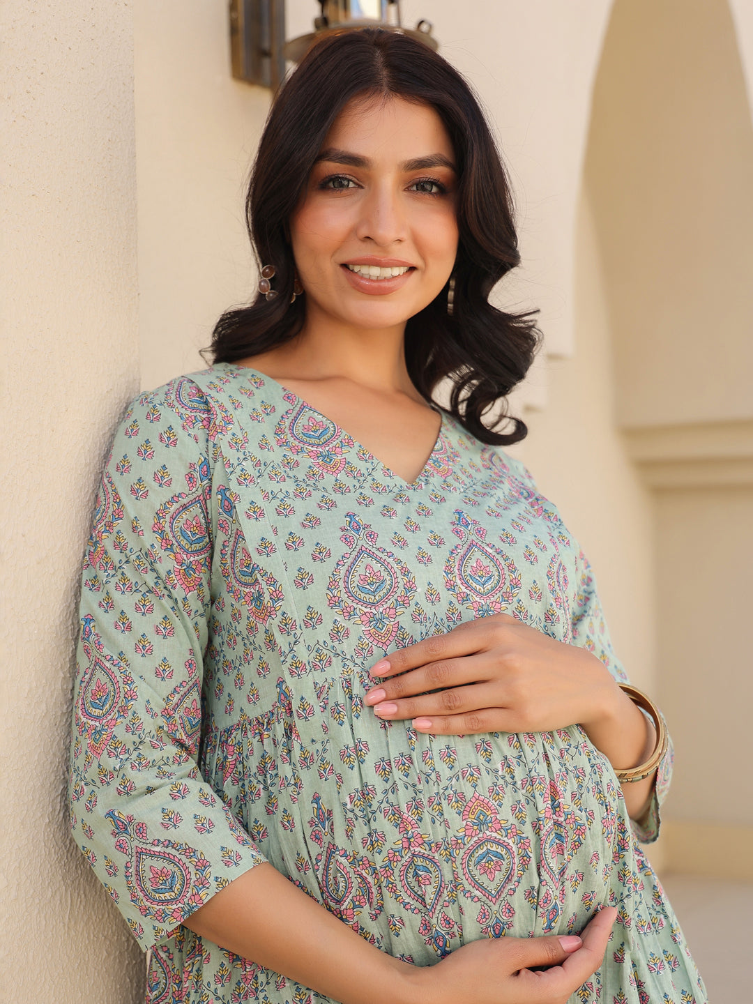 Janasya Light Cotton Floral A-Line Top & Bottom Set | Swadesiicart