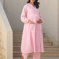 Janasya Light Dobby Cotton Self Design A-Line Kurta Set | Swadesiicart