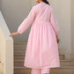 Janasya Light Dobby Cotton Self Design A-Line Kurta Set | Swadesiicart