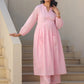 Janasya Light Dobby Cotton Self Design A-Line Kurta Set | Swadesiicart