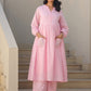 Janasya Light Dobby Cotton Self Design A-Line Kurta Set | Swadesiicart