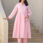 Janasya Light Dobby Cotton Self Design A-Line Kurta Set | Swadesiicart