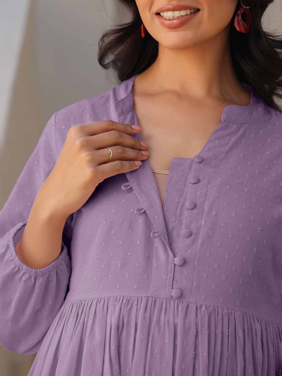 Janasya Light Dobby Cotton Self Design A-Line Kurta Set | Swadesiicart