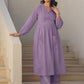 Janasya Light Dobby Cotton Self Design A-Line Kurta Set | Swadesiicart
