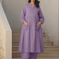 Janasya Light Dobby Cotton Self Design A-Line Kurta Set | Swadesiicart