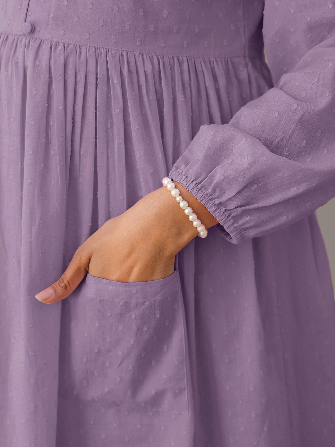 Janasya Light Dobby Cotton Self Design A-Line Kurta Set | Swadesiicart