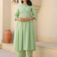 Janasya Light Dobby Cotton Self Design A-Line Kurta Set | Swadesiicart
