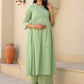 Janasya Light Dobby Cotton Self Design A-Line Kurta Set | Swadesiicart