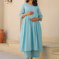 Janasya Light Dobby Cotton Self Design A-Line Top & Bottom Set | Swadesiicart