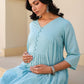 Janasya Light Dobby Cotton Self Design A-Line Top & Bottom Set | Swadesiicart