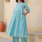 Janasya Light Dobby Cotton Self Design A-Line Top & Bottom Set | Swadesiicart