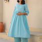 Janasya Light Dobby Cotton Self Design A-Line Top & Bottom Set | Swadesiicart