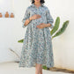 Janasya Dark Cotton Floral A-Line Dress | Swadesiicart