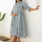 Janasya Dark Cotton Floral A-Line Dress | Swadesiicart