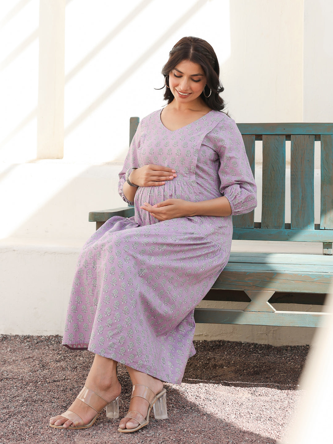 Janasya Light Cotton Floral A-Line Dress | Swadesiicart