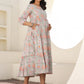 Janasya Light Cotton Floral A-Line Dress | Swadesiicart