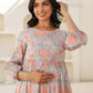 Janasya Light Cotton Floral A-Line Dress | Swadesiicart