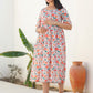 Janasya Bright Cotton Floral Fit & Flare Dress | Swadesiicart