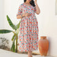 Janasya Bright Cotton Floral Fit & Flare Dress | Swadesiicart