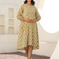 Janasya Light Cotton Floral A-Line Dress | Swadesiicart