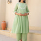 Janasya Light Dobby Cotton Yoke Embroidery A-Line Kurta Set | Swadesiicart