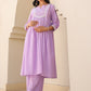 Janasya Bright Dobby Cotton Yoke Embroidery A-Line Kurta Set | Swadesiicart
