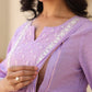 Janasya Bright Dobby Cotton Yoke Embroidery A-Line Kurta Set | Swadesiicart