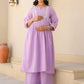 Janasya Bright Dobby Cotton Yoke Embroidery A-Line Kurta Set | Swadesiicart
